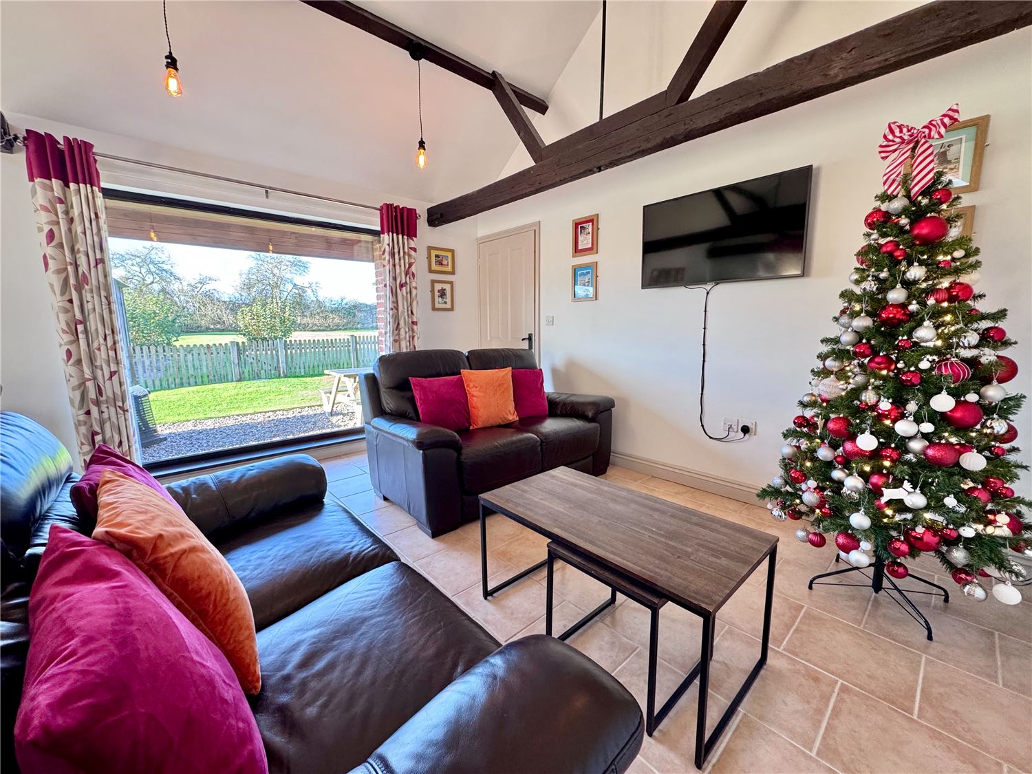 Norfolk Broads holiday home decorated for Christmas and New Year