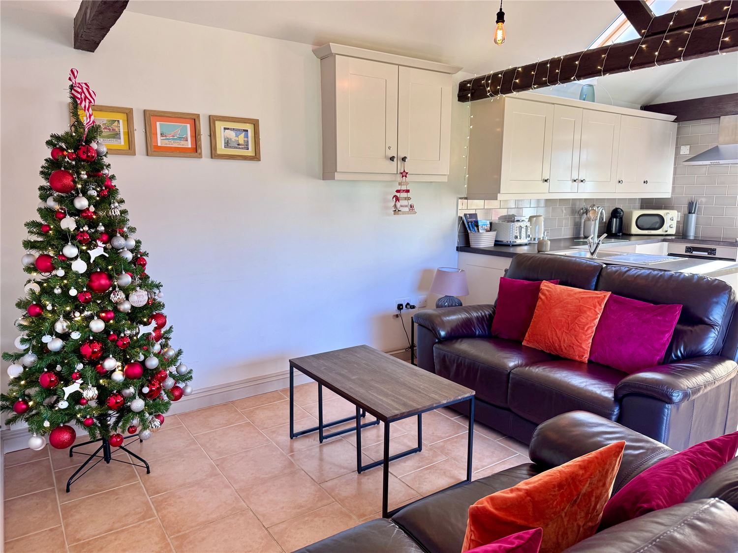 Norfolk Broads holiday home decorated for Christmas and New Year