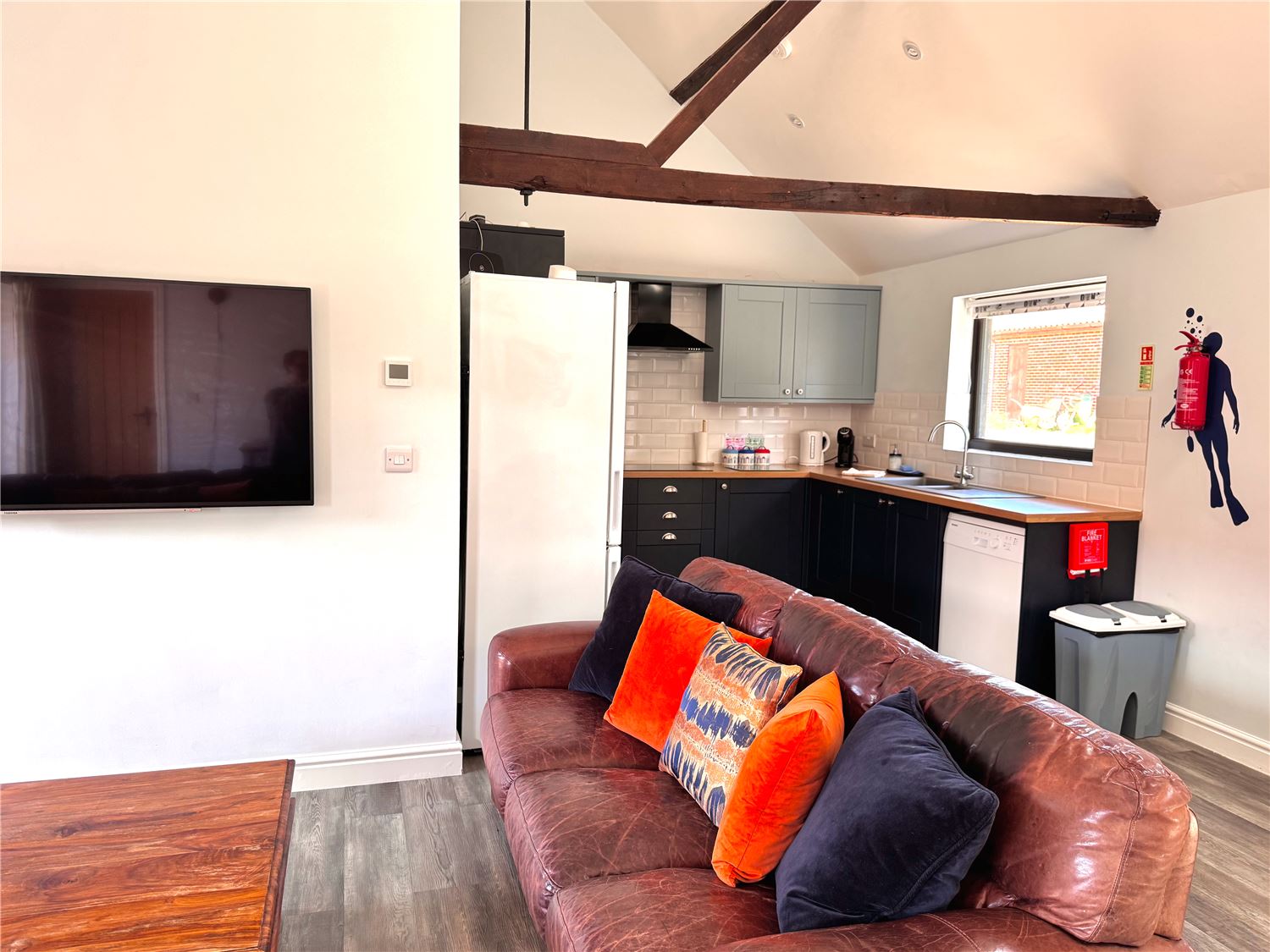 Spacious open plan living with fully equipped kitchen at dog friendly, Norfolk Broads holiday cottage for 6